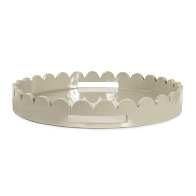 Effa Hand-Crafted Round Scalloped Wood Tray