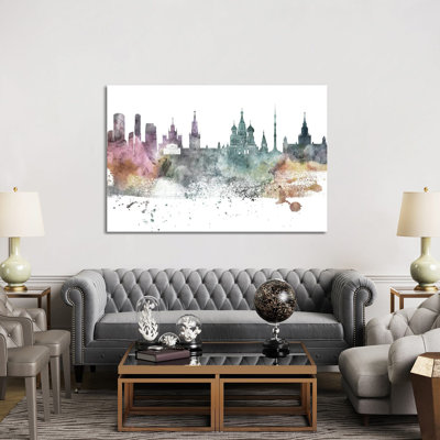 Moscow Pastel Skyline 1 Piece Wrapped Canvas Wall Art