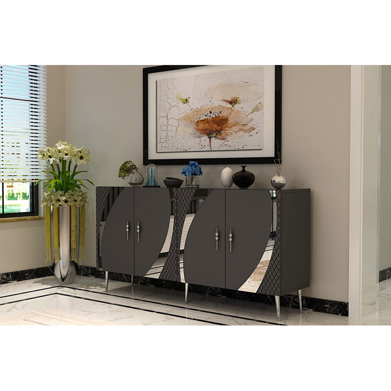 Olivia 150cm Console Table, Grey/Silver