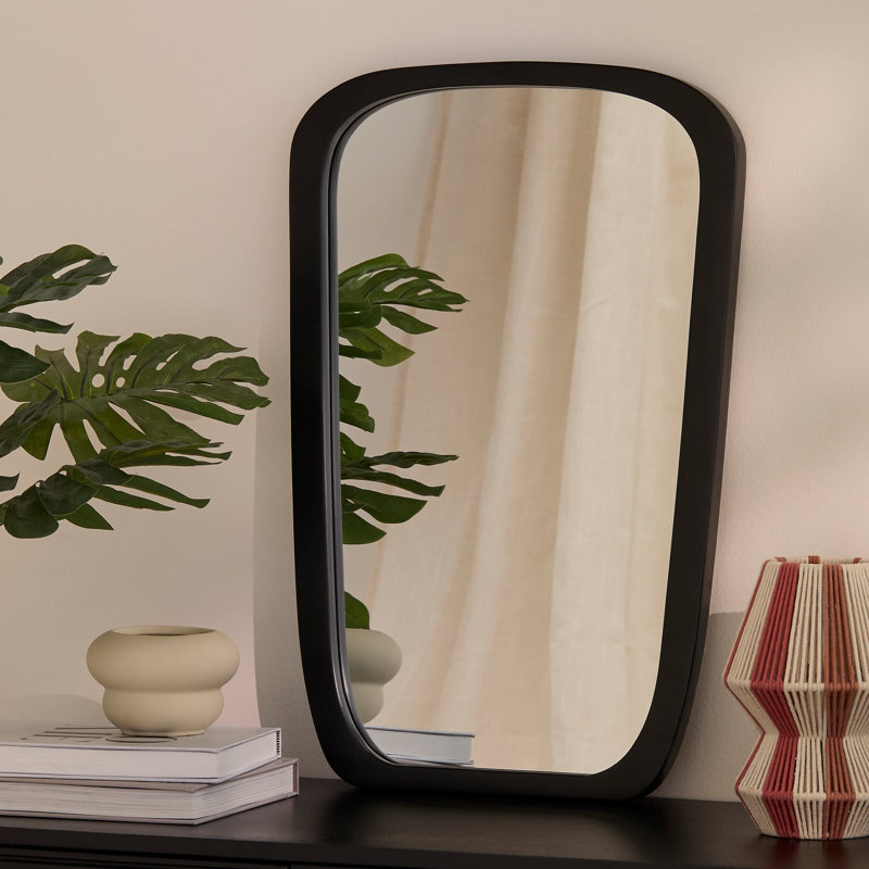 Solid Wood Rectangle Mirror, Small, Black