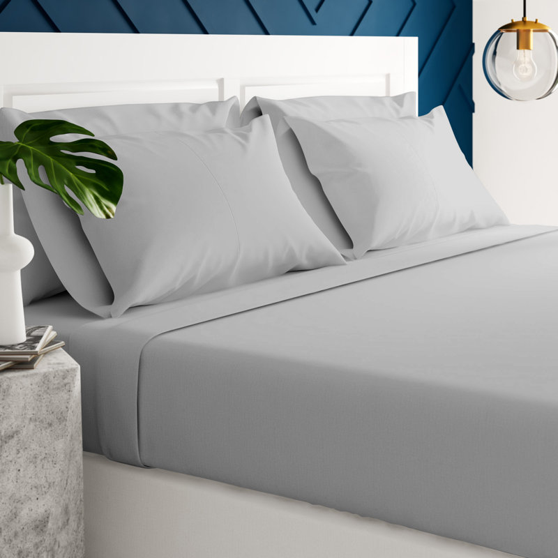 Ensemble de draps en microfibre Luxury Hotel Comfort, Argent, Ensemble de draps pour grand lit + un drap-housse 