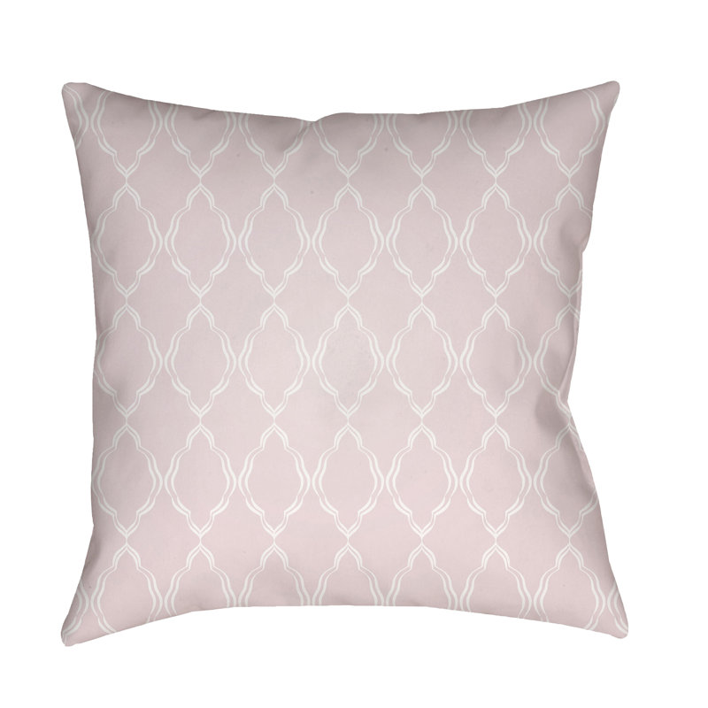 Lattice Indoor/Outdoor Throw Pillow, 18" H x 18" W x 3.5" D, Light Pink