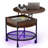 Lift Top Round Coffee Table with RGB LED Lights, Rolling Storage Table with Lockable Casters for Living Room-346361346