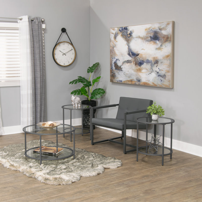 Lisabelle Glass Top Single Coffee Table, Pewter
