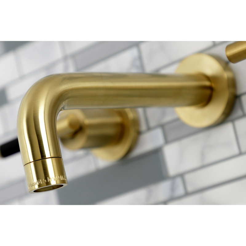 Kingston Brass Kaiser Two-Handle Wall Mount Bathroom Faucet, Brushed Brass