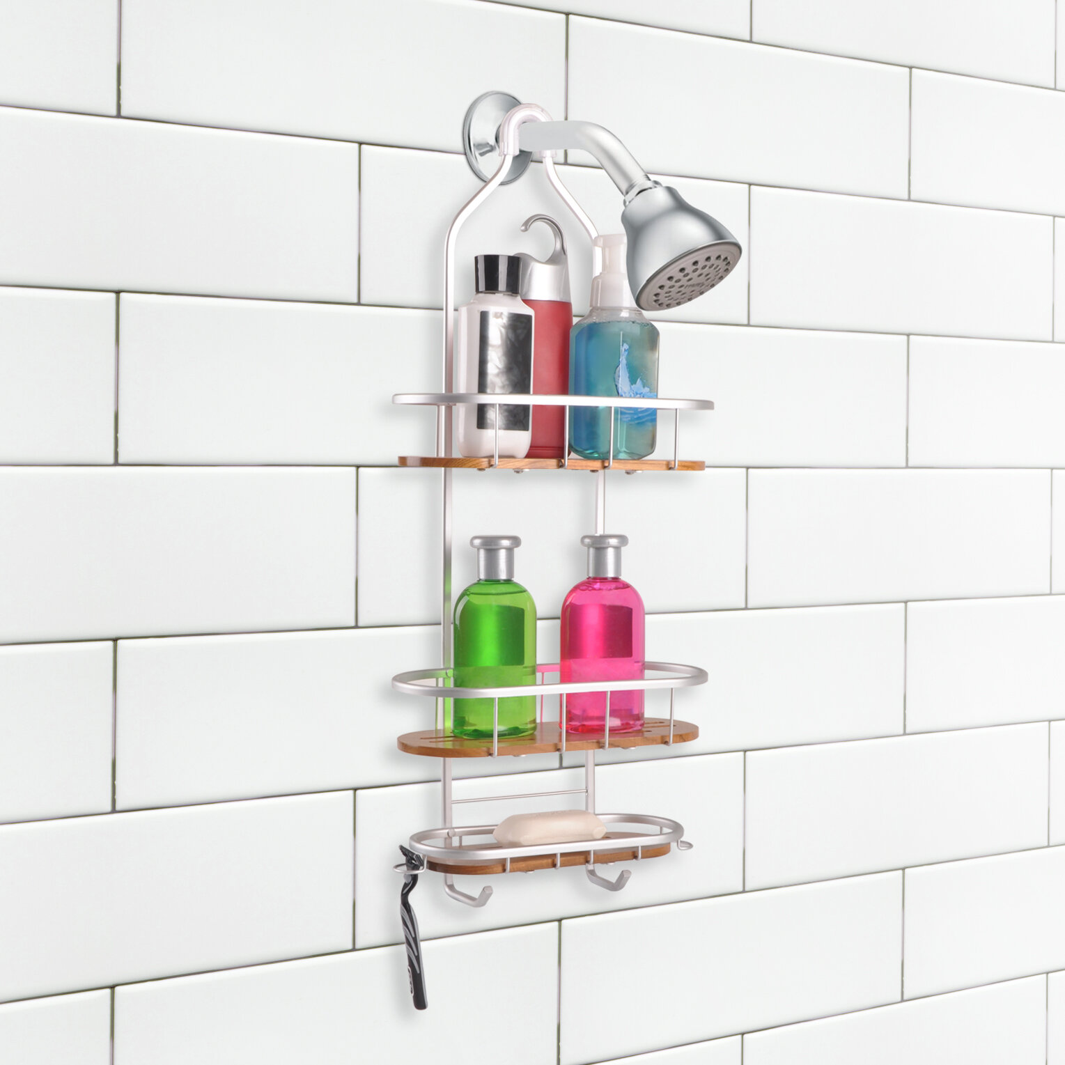 Rustproof And Waterproof Hanging Shower Caddy With 10 Hooks - 3