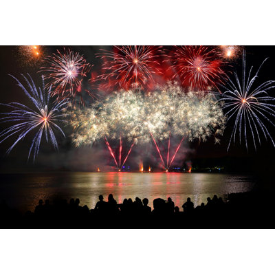 Beautiful Large Colorful Fireworks by Gregory_DUBUS - Wrapped Canvas Print