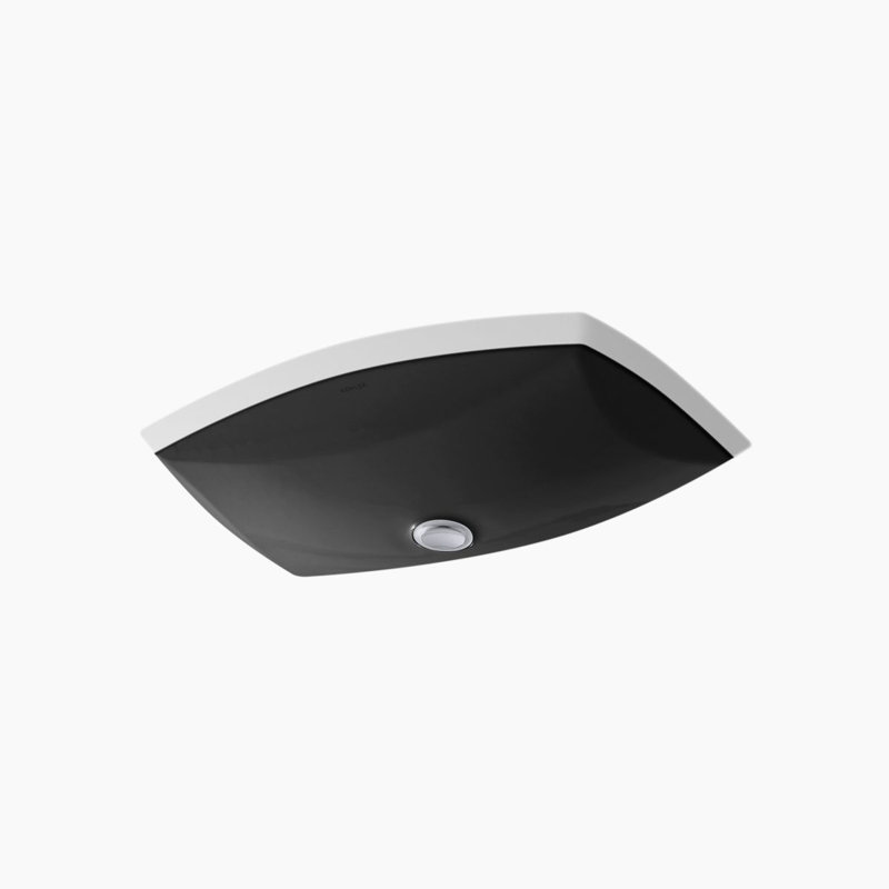 Lavabo de salle de bain sous-comptoir en céramique avec trop-plein Kelston®, Noir noir ™