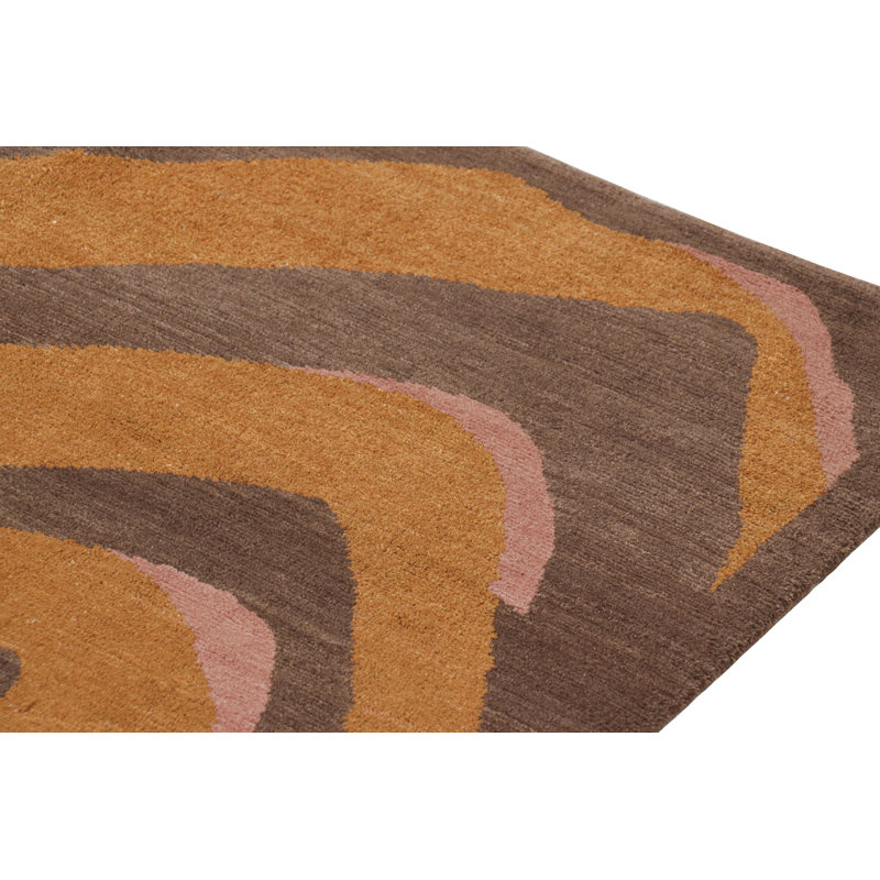 Rug & Kilim’S Modern Geometric Rug In Pink, Brown And Gold Tones “Naruna”