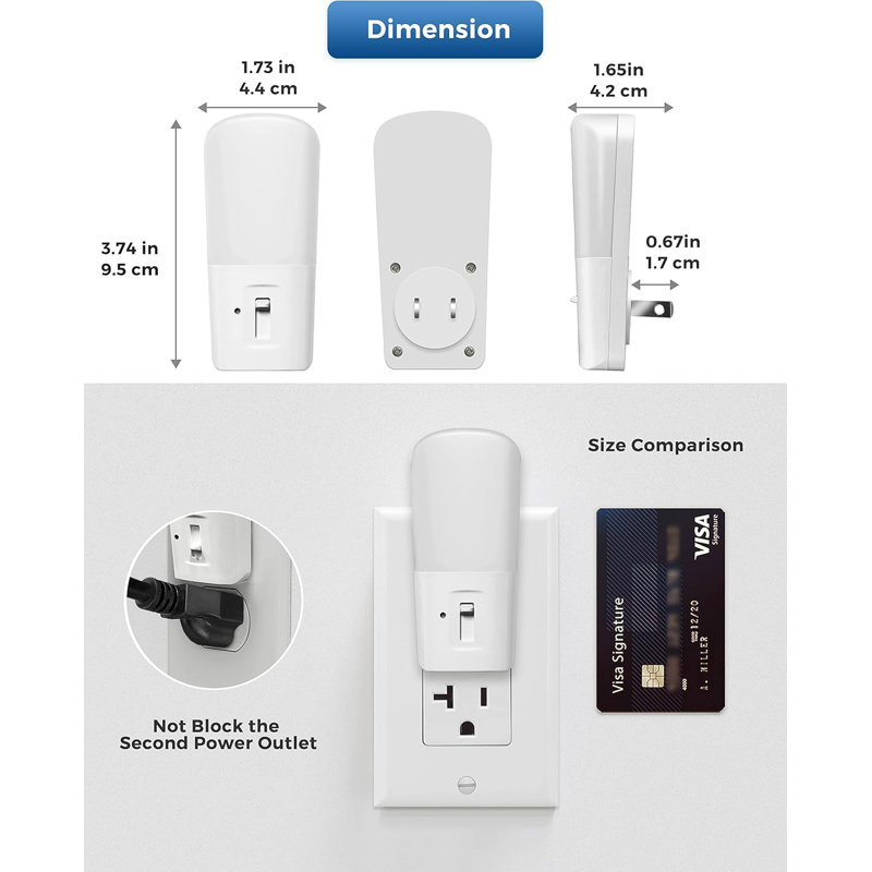 Amber Night Light 2Pack Plug Night Light, Blanc