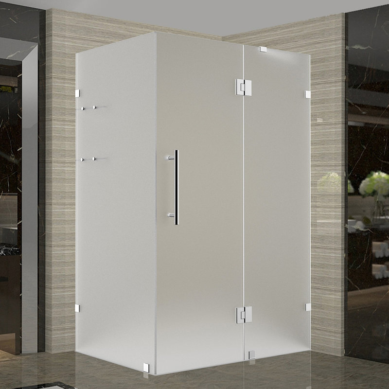 Avalux GS 37" x 72" Rectangle Hinged Shower Enclosure, Brushed Stainless Steel