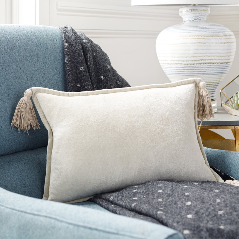 Housse et insert de coussin rectangulaire 100% coton Norwin, Beige, Housse de coussin seulement - sans coussin