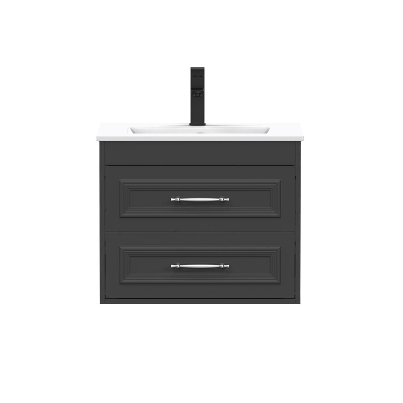 Ensemble de meuble-lavabo simple avec comptoir en céramique, Noir, H 19,5 po x l 24 po x P 17,9 po