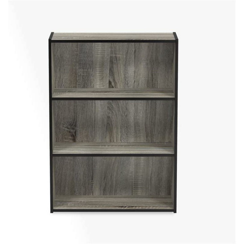 Bibliothèque Furinno Pasir, (3 Shelves) 32" H x 12" W x 9" D, Gris