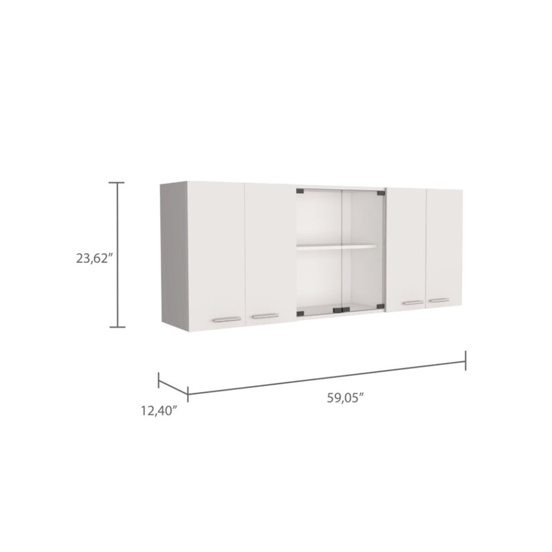 Ensemble de cuisine 2 pièces avec îlot et armoire murale en bois d'ingénierie blanc Briargate