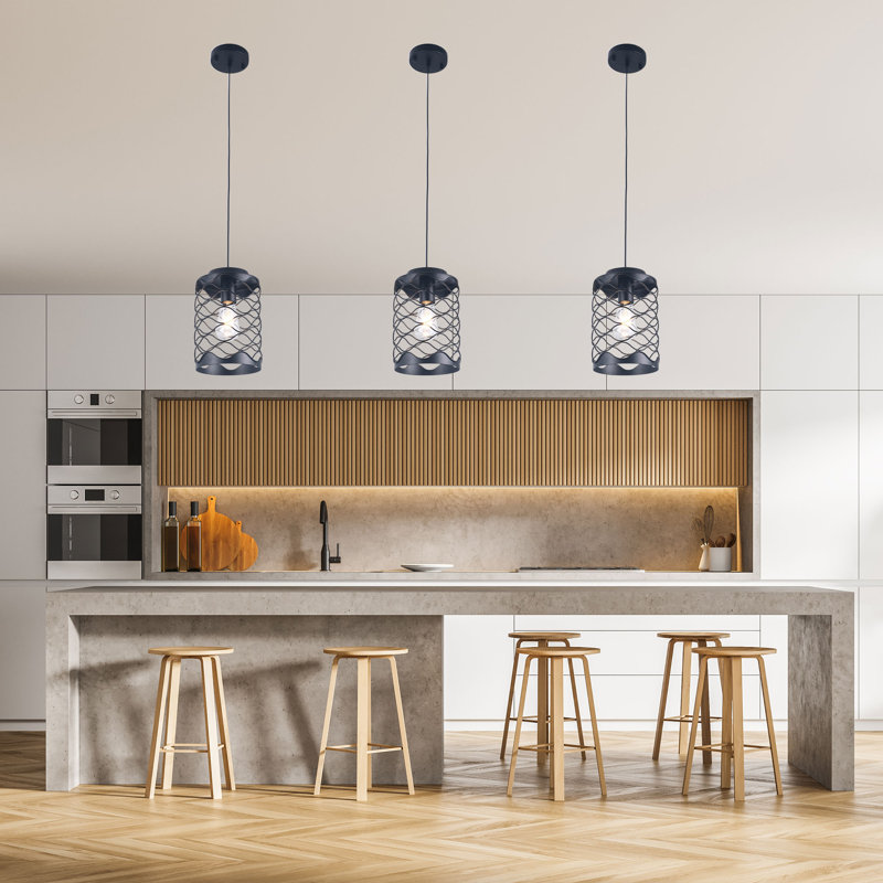 Luminaire suspendu pour îlot de cuisine 1 lumière avec détails en métal