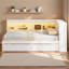 Lit de jour multiple avec tablettes de rangement, USB, DEL et 2 tiroirs-123034874
