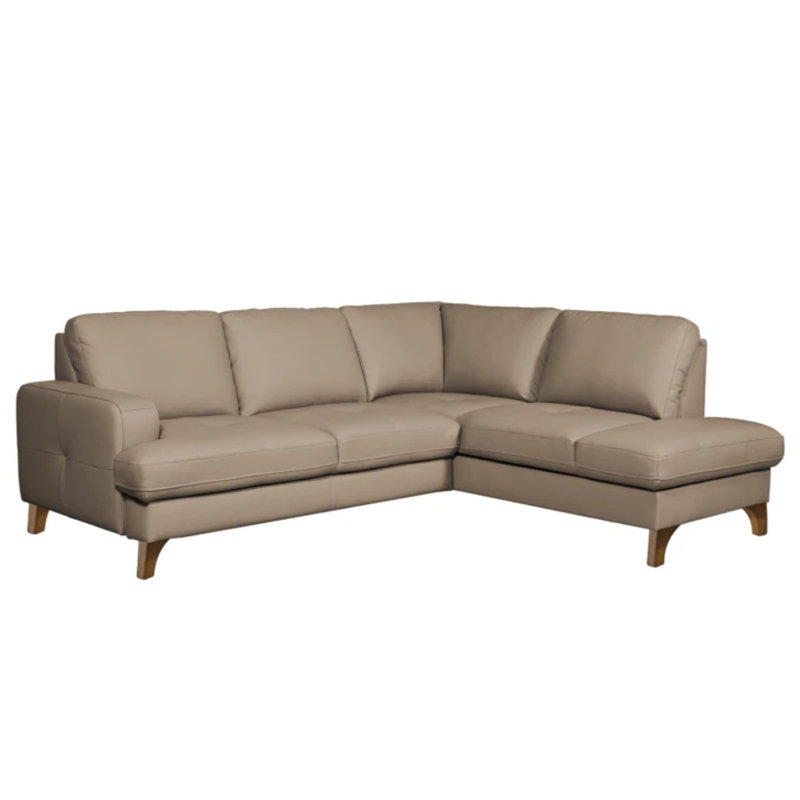 Damar Leather Corner Sofa with Sleeping Function and Storage, Right Hand Facing, Damar Tan Genuine Leather
