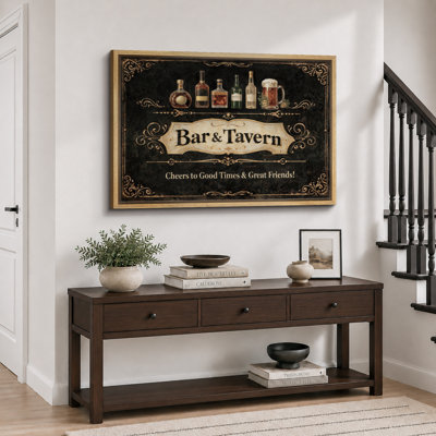 Bar And Tavern Vintage Pub Sign Artwork, Bar Room Pictures, Framed Canvas Giclee Print Wall Art