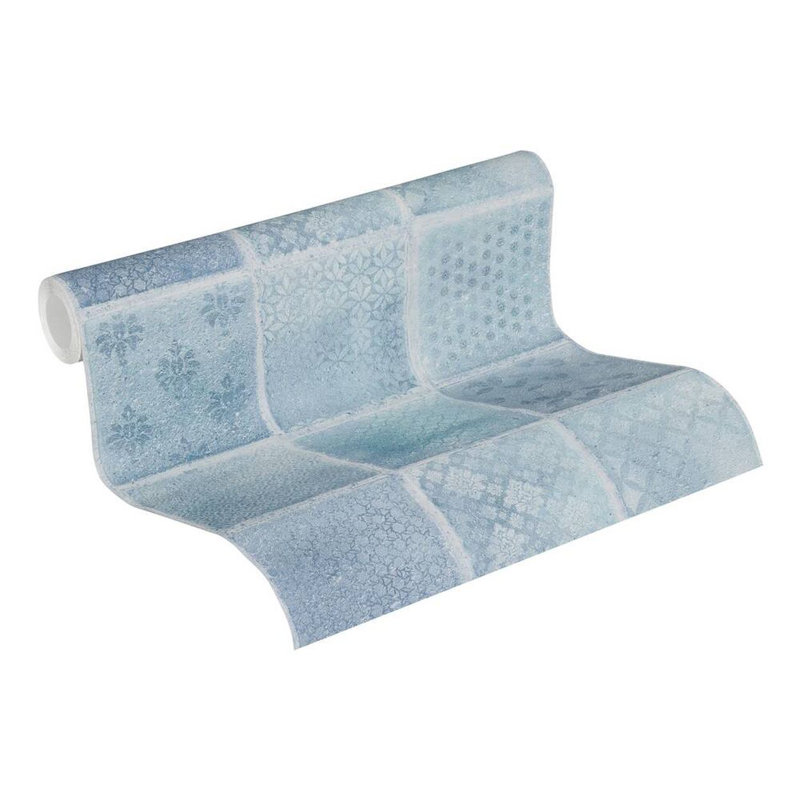 Rouleau de papier peint texturé L 33 pi x l 21 po Randi, Bleu
