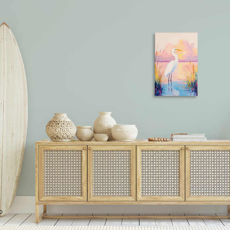 «Egret under Beaming Sunset» par Arlington Prints, H 30 po x l 20 po