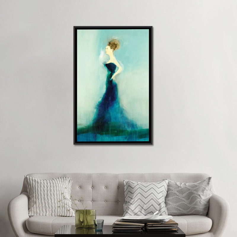 « gracieuse », impression sur toile, H 26 po x l 18 po x P 1,5 po, Toile avec cadre noir, Pas de tapis