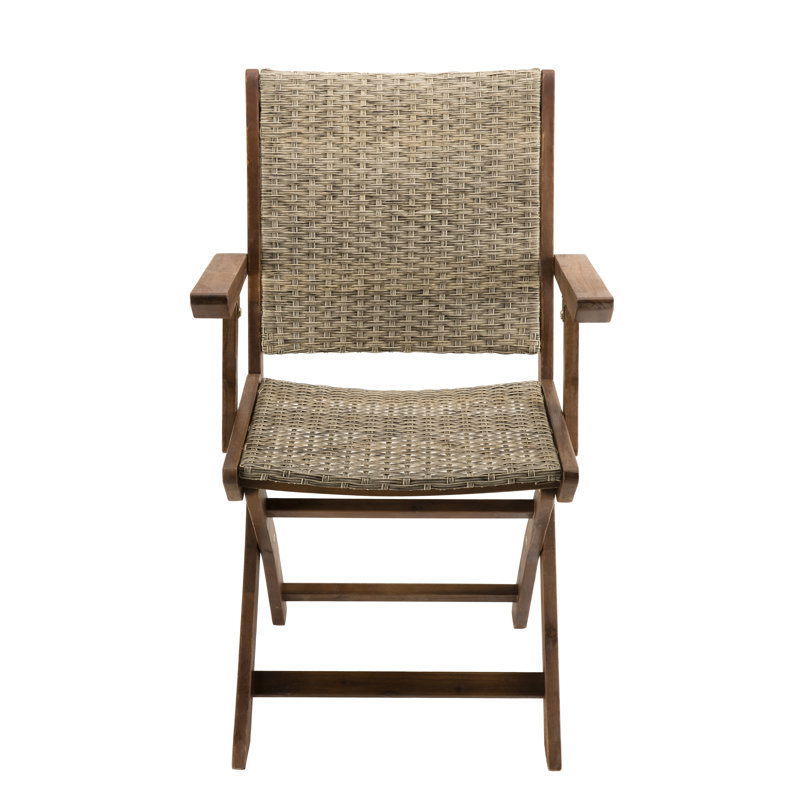 Abigale 6 - Person Acacia Wicker Patio Dining Set with Extendable Rectangular Table