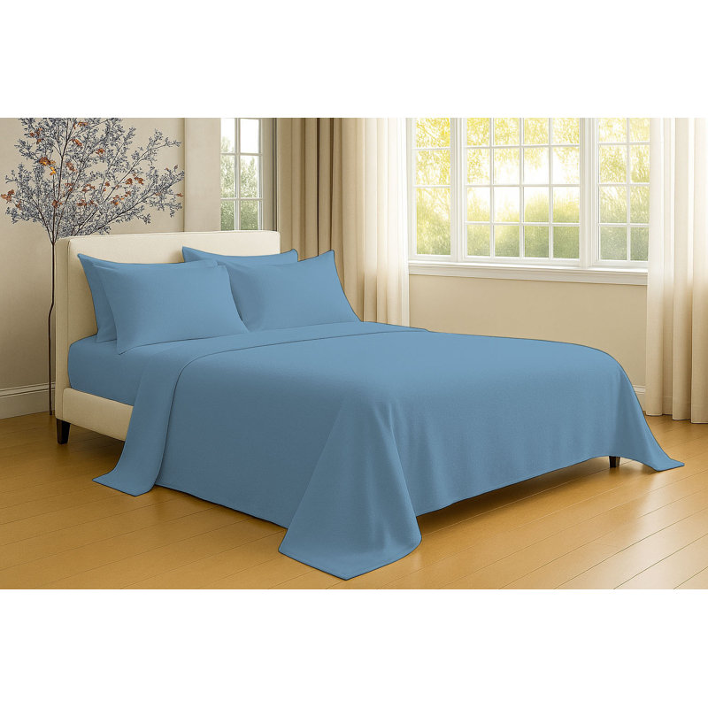 6-Piece Soft Microfiber Sheet Set, Twin Sheet Set with 2 Pillowcases, Denim Blue