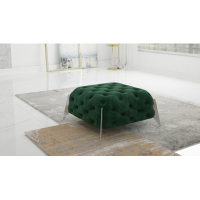 Juneri 80 cm W Velvet Tufted Square Footstool