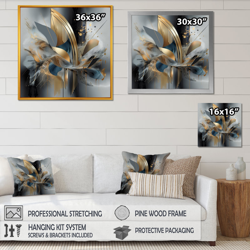 «Grey Soft Colors Marble Abstract II», reproduction sur toile , H 24 po x l 24 po, Toile tendue, Sans cadre
