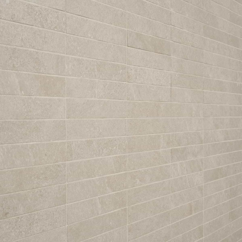 Era 12x12 Stacked Matte Limestone Look Porcelain Mosaic Tile, Crema Beige