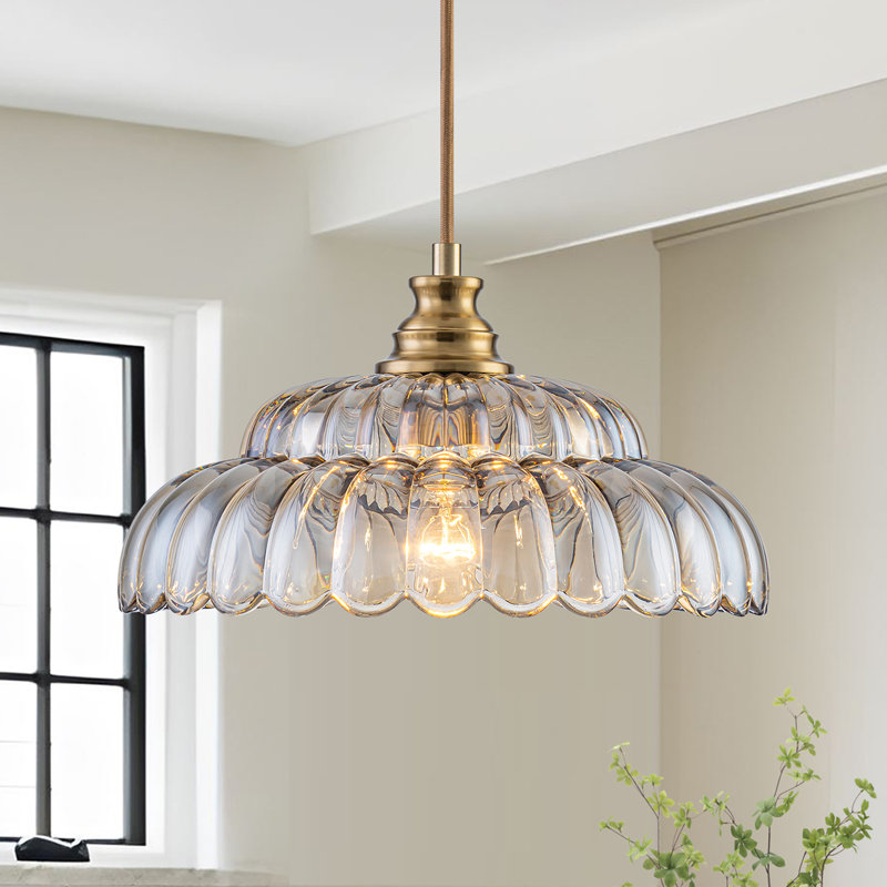 1-Light Single Novelty Glass Pendant, Brown