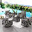 Naresa 5-Piece Outdoor Wicker Furniture Set With Swivel Glider Chairs & Fire Pit Table-1946671241
