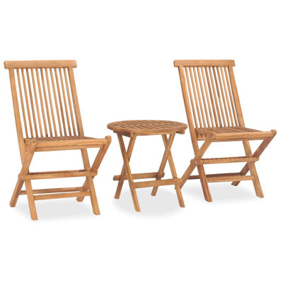 Millwood Pines 3 Piece Folding Patio Dining Set Solid Teak Wood