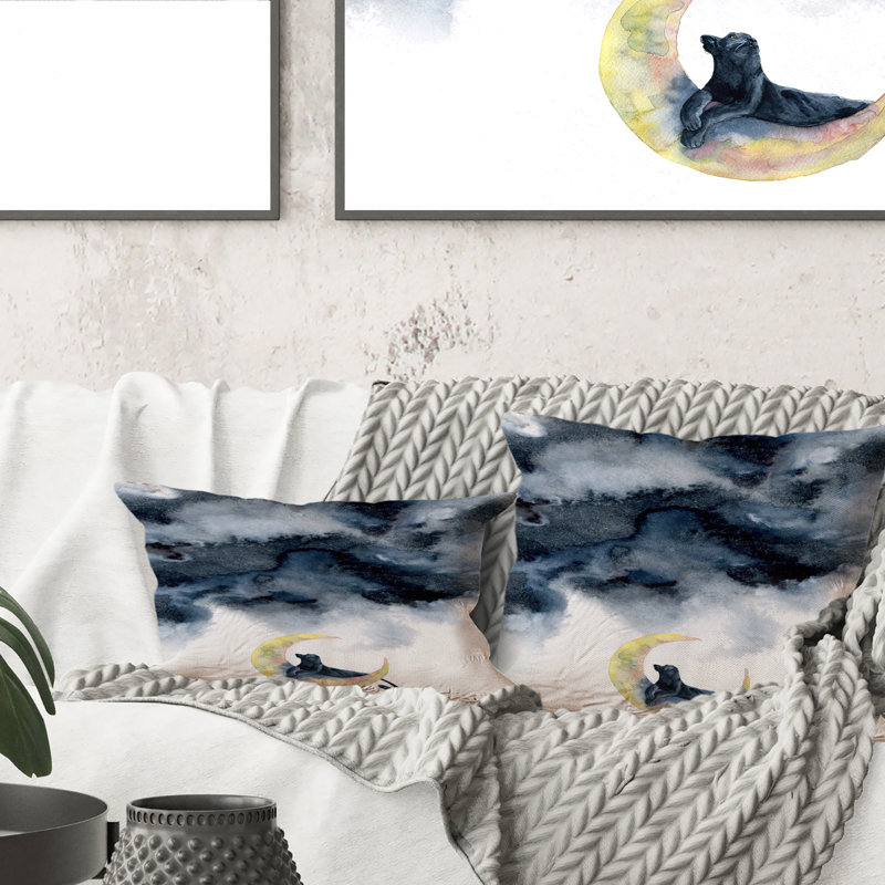 Coussin Black Panther avec demi-lune jaune - imprimé moderne 1