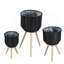 Ensemble de 3 paniers en rotin noir avec texture de corde et pieds fuselés en bois-861602976