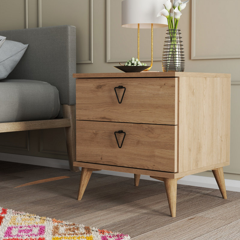 Wickenburg 52cm W Manufactured Wood Bedside Table, Oak