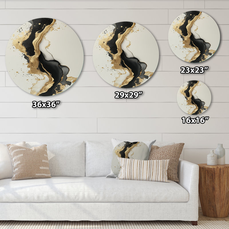 Annabelle - Art mural rond moderne transitionnel en métal, H 16 po x l 16 po
