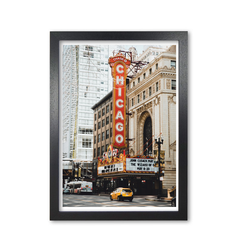 Retro Chicago Theatre - Print, Black Grain Frame, 42 cm H x 30 cm W x 5 cm D
