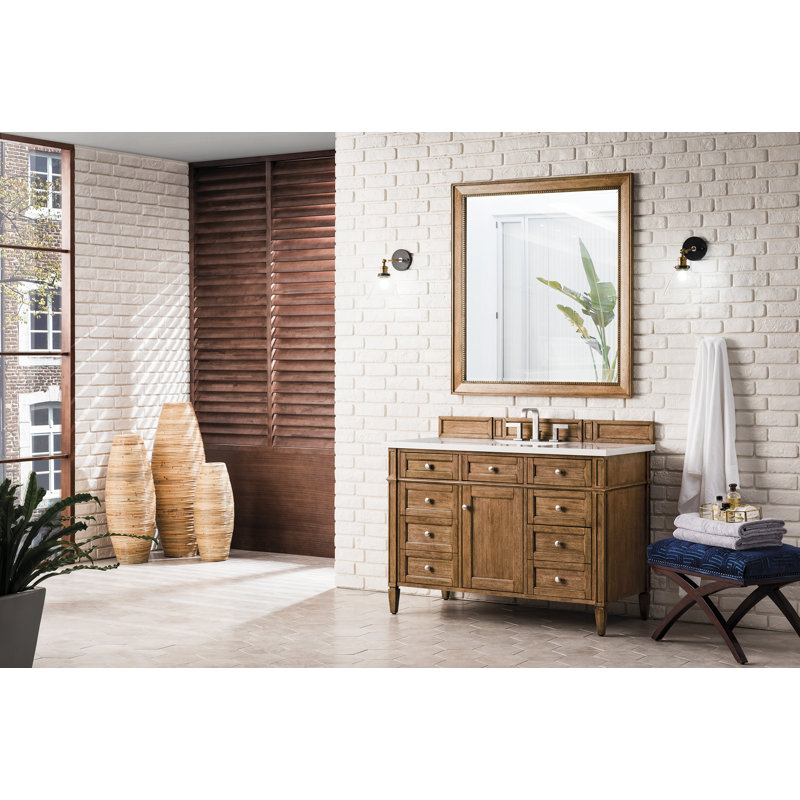 Brittany 48'' W Single Vanity, White Zeus, Saddle Brown, 8" Widespread