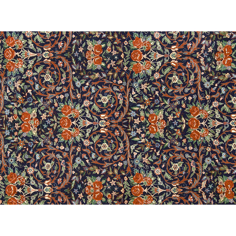 Hand Knotted Wool Area Rug in Navy