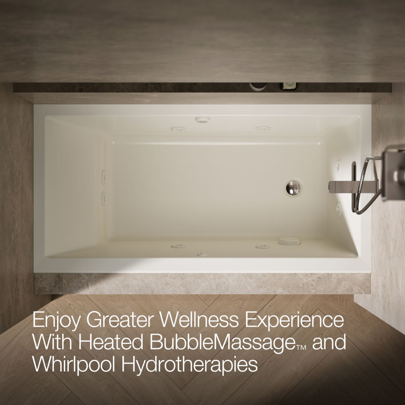 Underscore Rectangle 60-In X 30-In Heated Bubblemassage Air Bath With Whirlpool, Alcove, Right Drain, Biscuit, Right