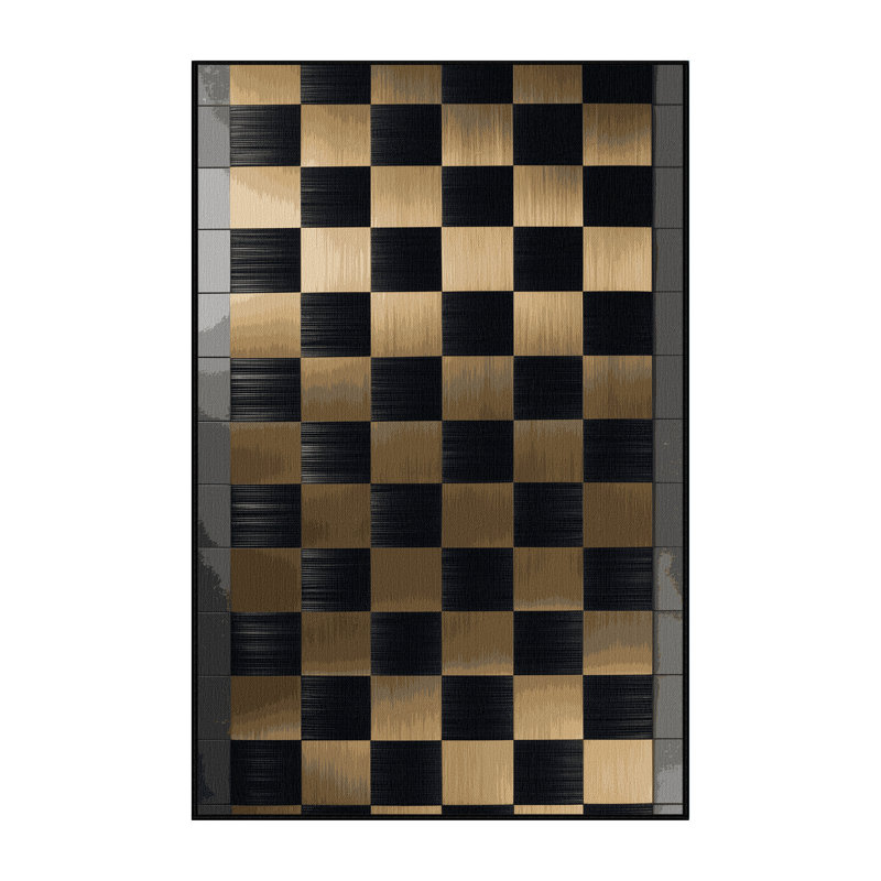 Machine Washable Checkered Black Area Rug