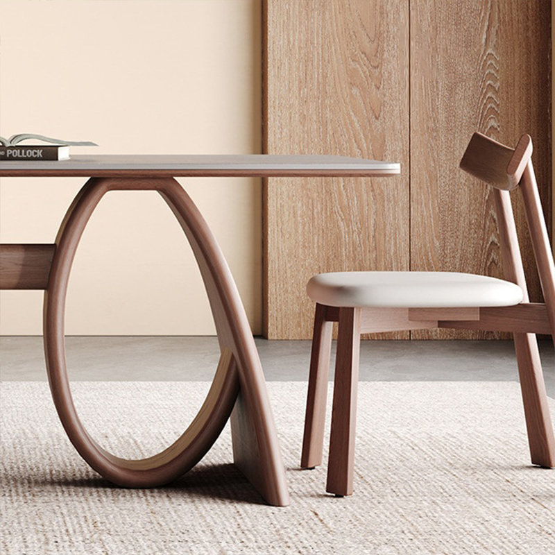 Modern Rectangular Rock Slab Dining Table Sets, 29.5"H x 55.1"L x 31.5"W