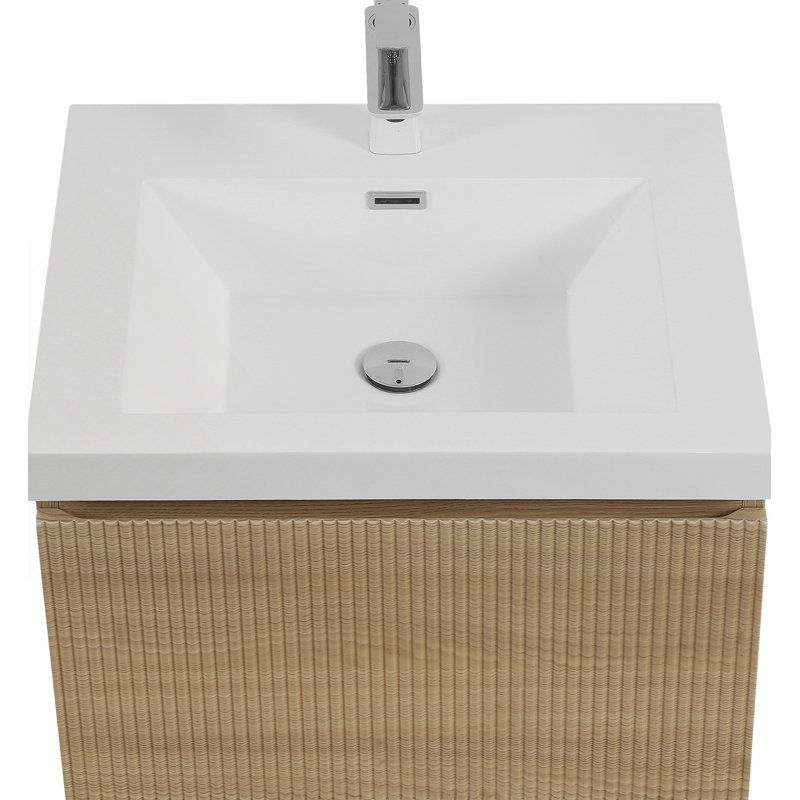 Meuble-lavabo flottant avec lavabo, meuble de rangement mural moderne, tiroir à fermeture en douceur, idéal pour l'organisation de la salle de bain
