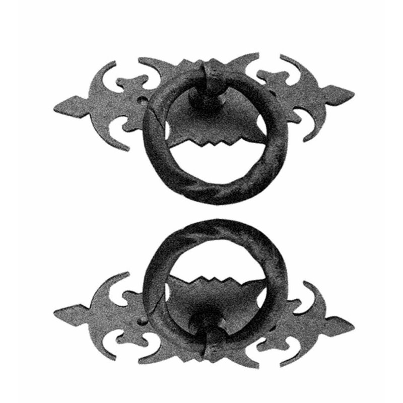 Black Wrought Iron Traditional Ring Pull Handles, Pack of 2