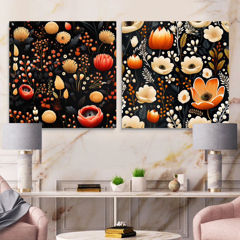 Barnesville - Ensemble de 2 art mural en verre acrylique, H 16 po x l 33 po