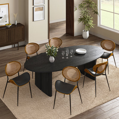 Pateley 20.75"W Modern Dining Chair With Rattan Woven Back