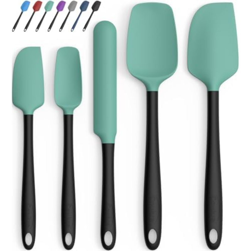 Ensemble de 5 spatules en silicone, résistantes aux hautes températures, en silicone de qualité alimentaire, compatibles avec le lave-vaisselle, pour la cuisson et la pâtisserie (vert turquoise)