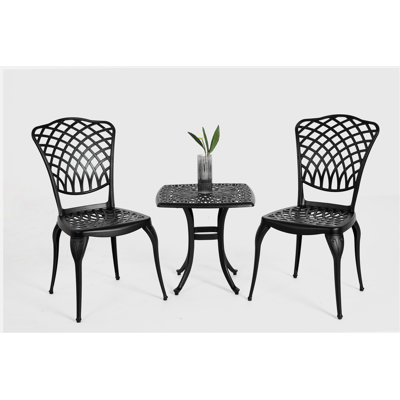 Bistro Set 3 Piece Rustproof Cast Aluminum Patio Furniture Sets 2 Chairs and 1 Round Table Outdoor, Garden, 
Patio, Balcony, white